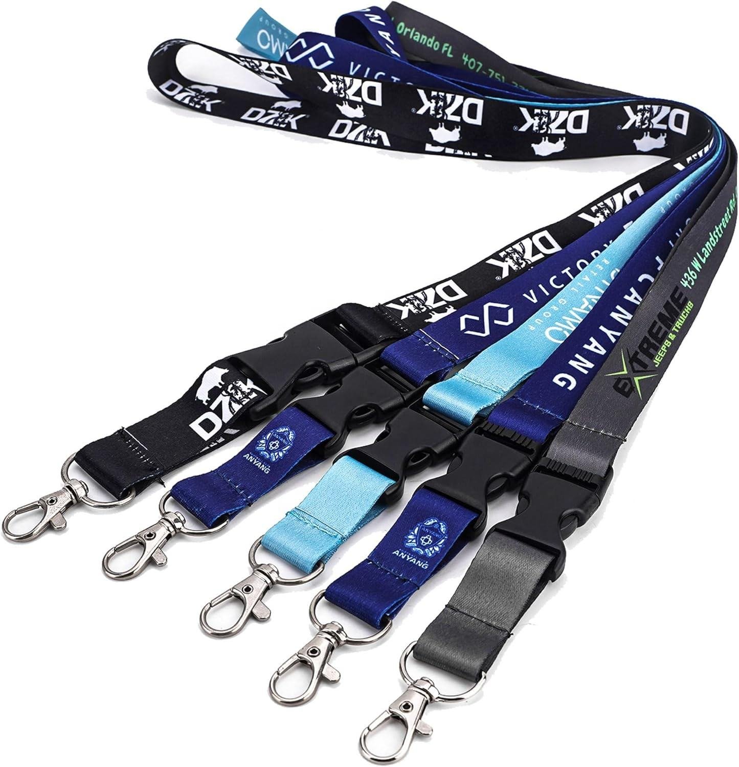 Wholesale Custom Logo Dye Sublimation Polyester Keychain Lanyard Woven Logo Nylon Material Hook Accessory Neck Lanyard Strap