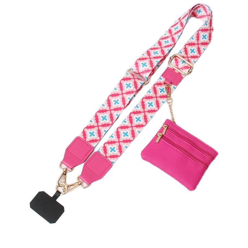 Best-selling Trendy Polyester Screen-printed Mobile Phone Lanyard 3.8cm Wide Adjustable Diagonal Cross-body Bag Strap
