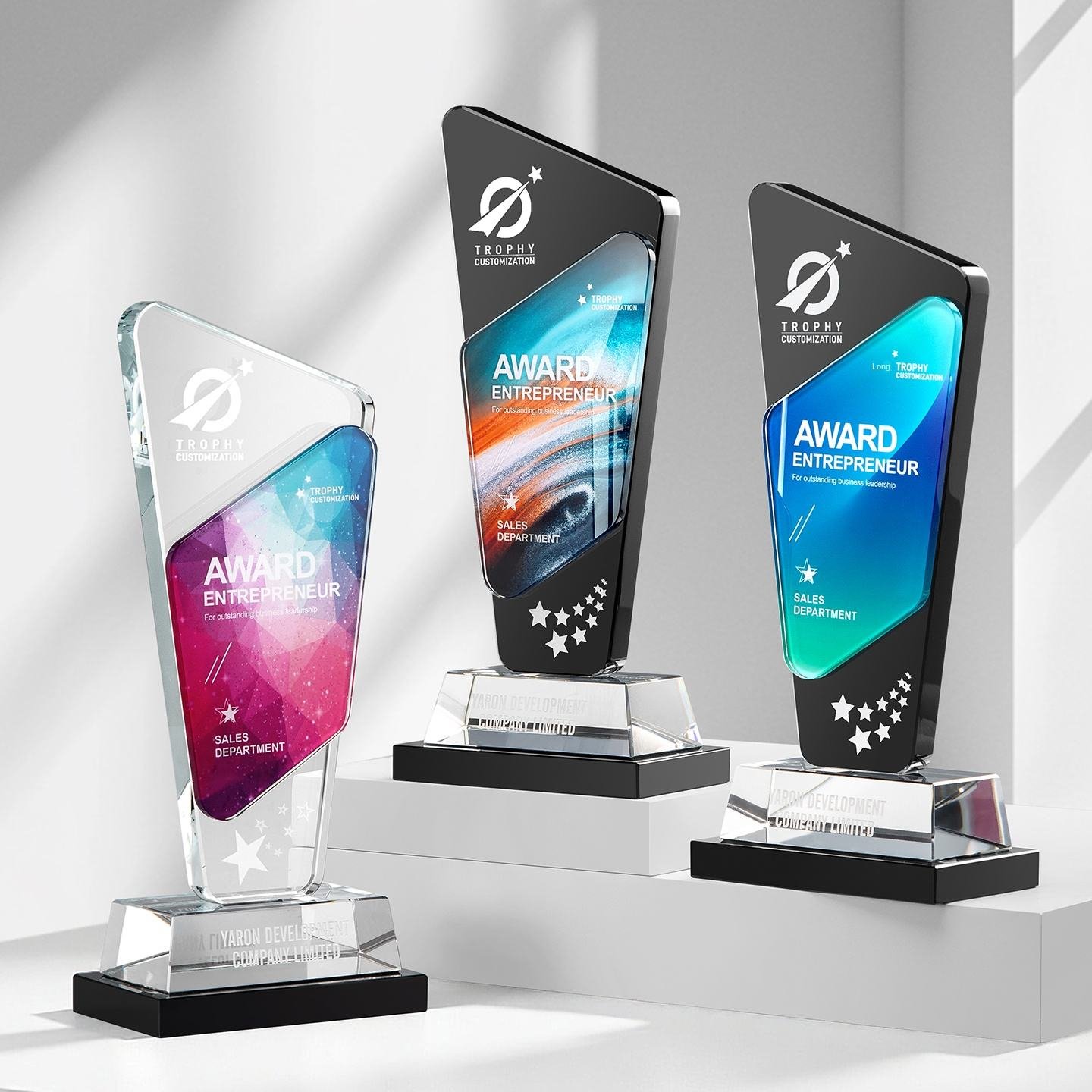 Premium Artificial Crystal Star Trophy | Custom High-End Annual Meeting Award for Outstanding Staff & Team Champions