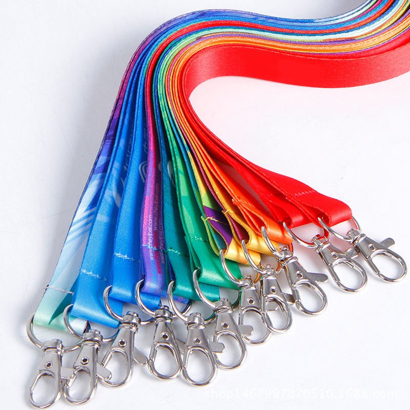 Personalised Polyester Custom Bright Color Sublimation Heat Transfer Printing Neck Id Badge Tool Lanyard with Alligator Clips