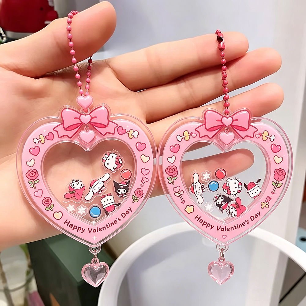 Acrylic Shaker Keychain Charm Shaker Key Chain Custom Acrylic Keyring Factory Design Anime Figure Acrylic Plastic Key Ring