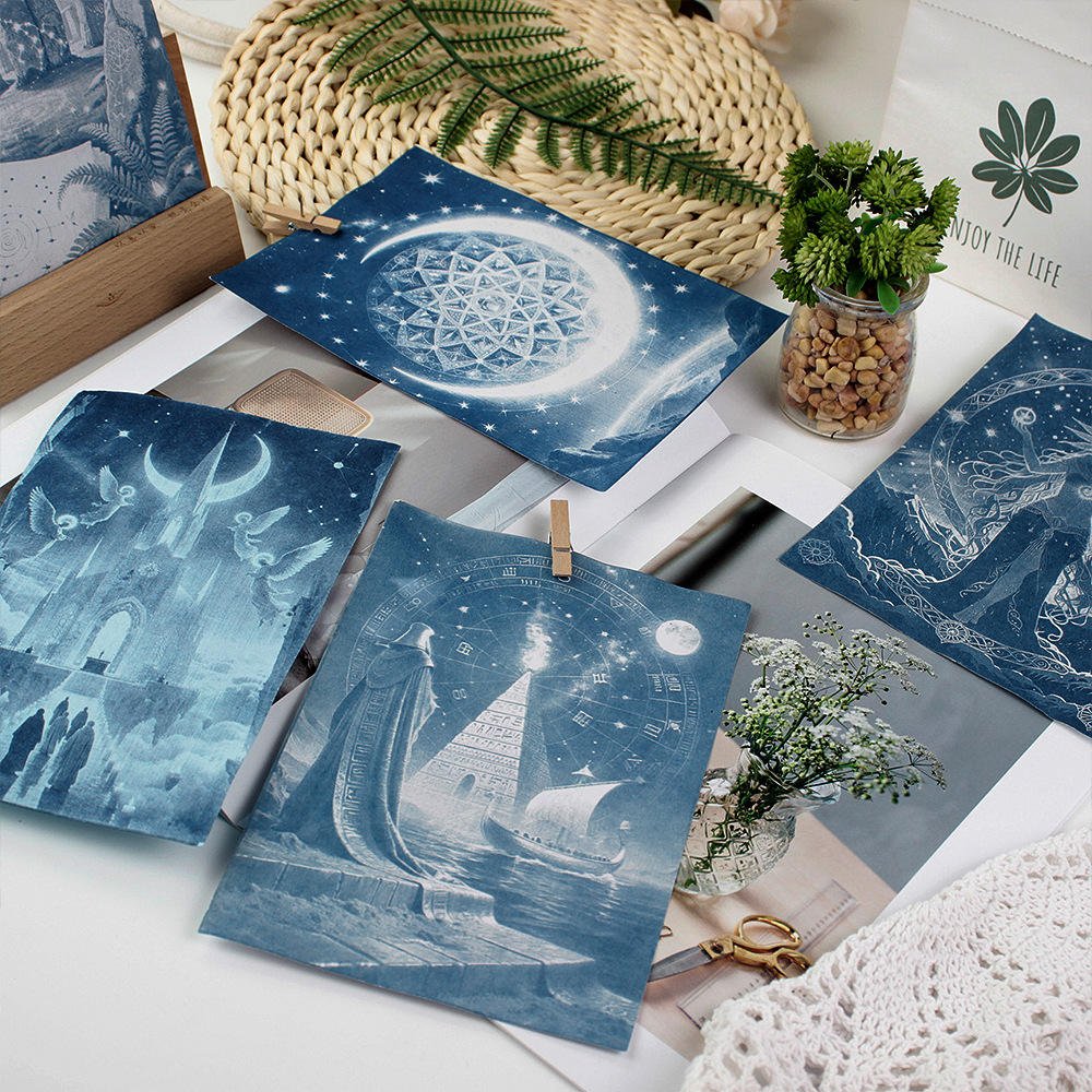 Cross-border A5 Star Moon Blue Printing Cyanotype Creative Gift Set DIY Handmade Photo Paper Romantic Model DIY Kit