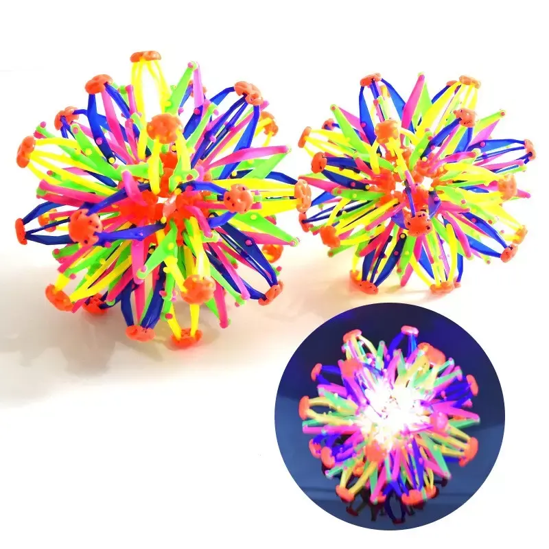 Kid Throwing Telescopic Ball Toy Multi Coloured Plastic Expanding Magic Ball Stress Relieved Stretching Promotional Rainbow Ball