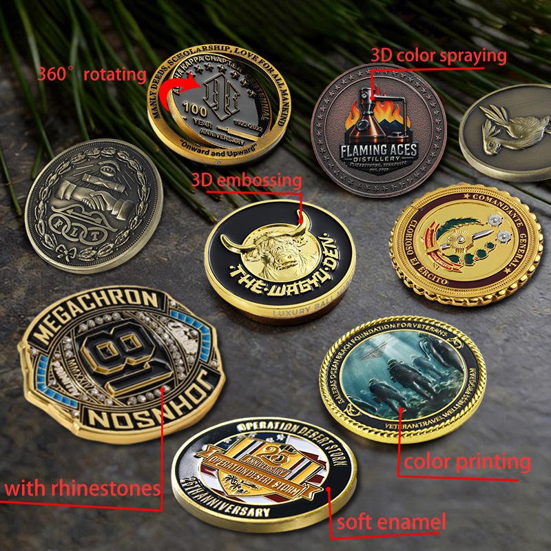 Oem Custom Coin 2d 3D Zinc Alloy Coins Custom Gold Silver Copper Plated Enamel Souvenir Collection Custom Metal Challenge Coin