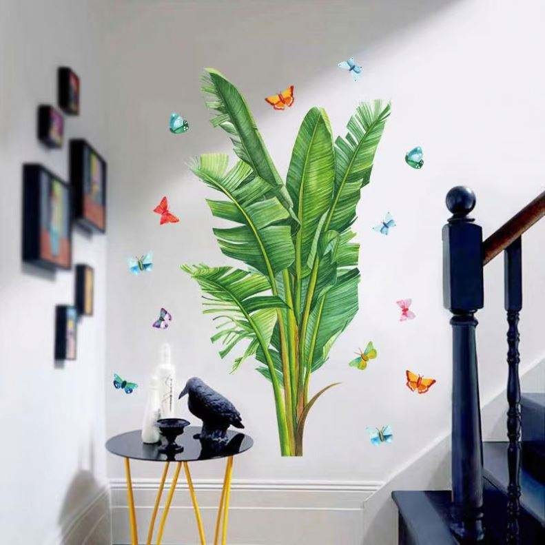 Rural Fresh Eco-Friendly Waterproof PVC Wall Stickers Artistic Potted Plant Decals UV Printed Self-Adhesive Home Decor for