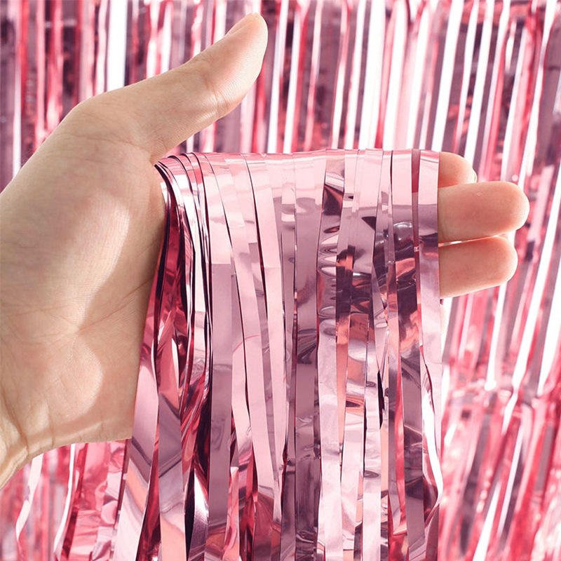 Wholesale High Quality Environment-Friendly Assorted Colors 1m*2m Tinsel Foil Fringe Curtain Christmas Party Photo Backdrop