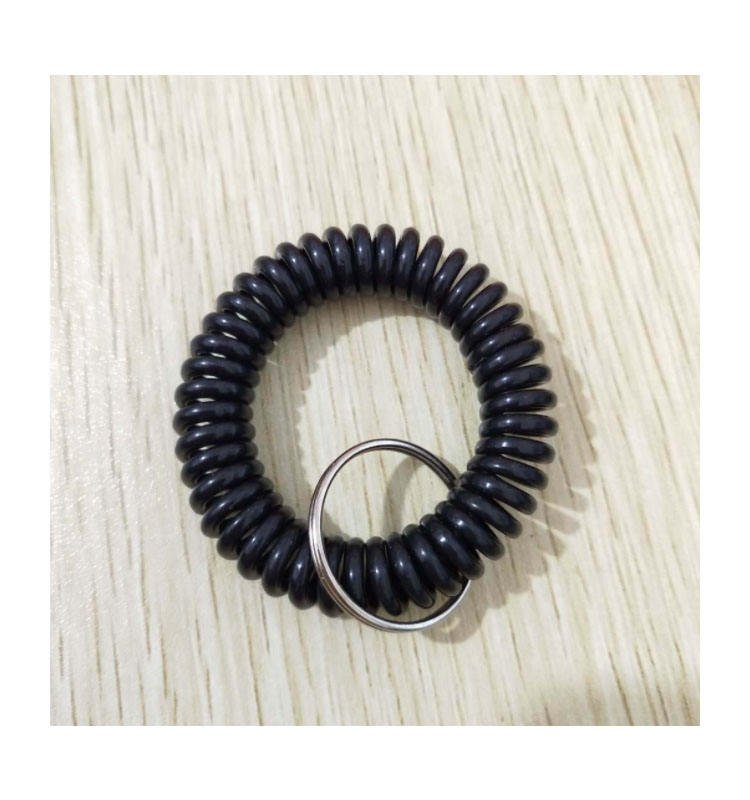 High Quality Plastic Colorful Spring Spiral Wrist Coil Key Chain Wristband Key Ring Keychain Holder