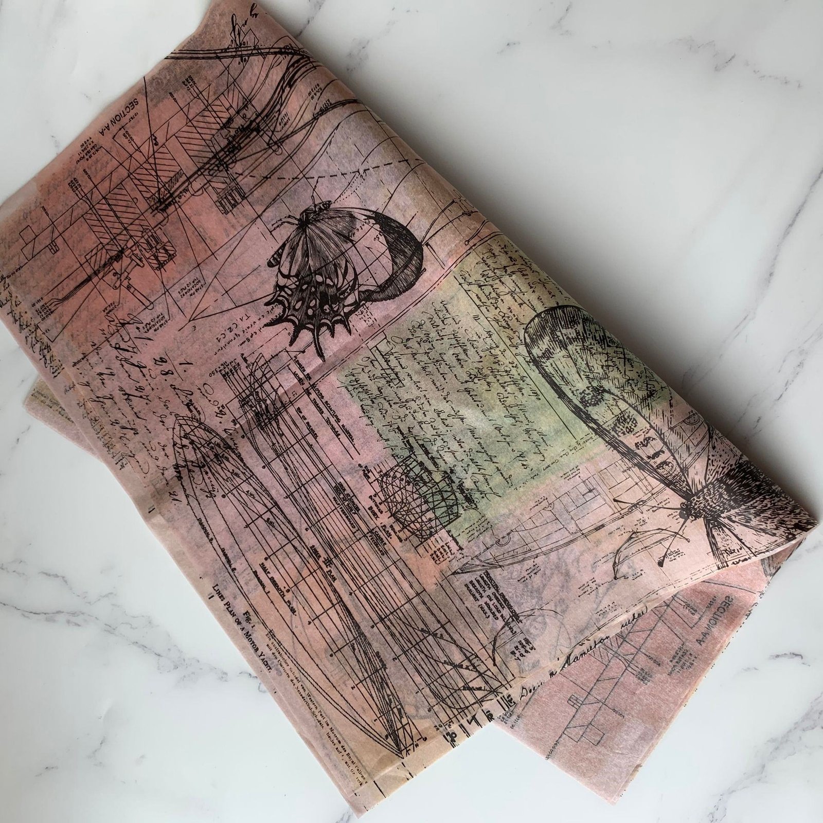 Vintage Butterfly Ancient Ship Design Uncoated Decoupage Tissue Paper Scrapbooking Gift Wrapping Silk Paper in Stock