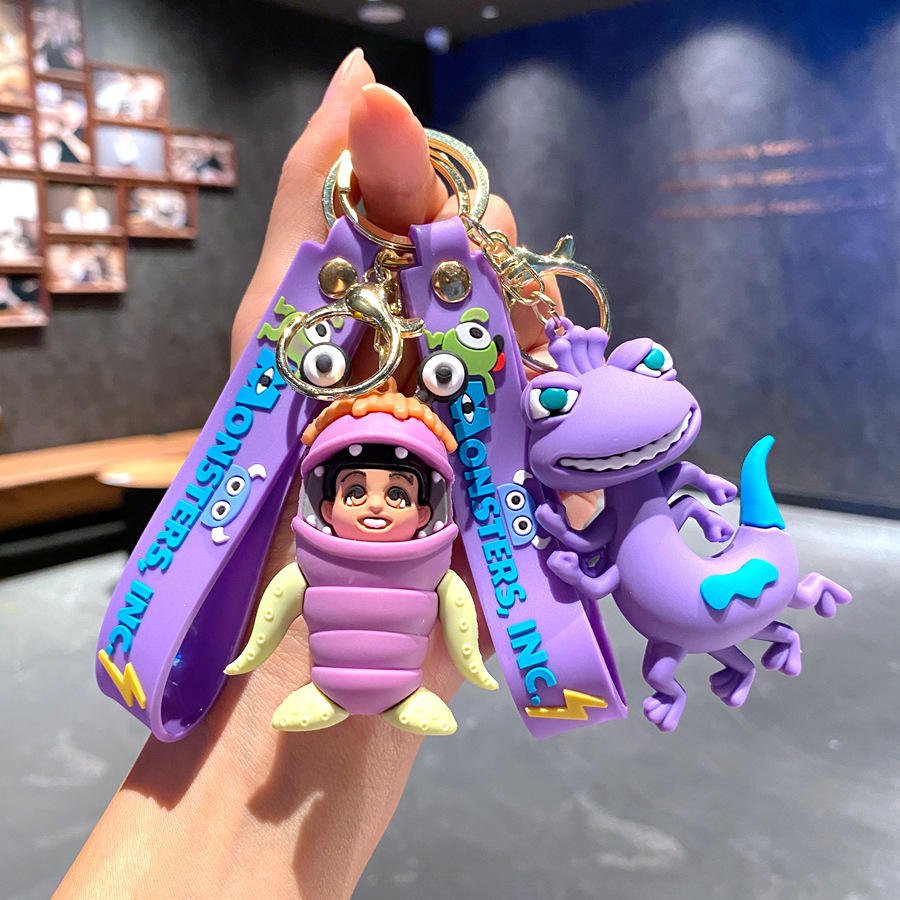 Cute Cartoon Monster PVC Figure Keychain Plastic Key Pendant Accessories with Car Rubber Unique and Stylish Design