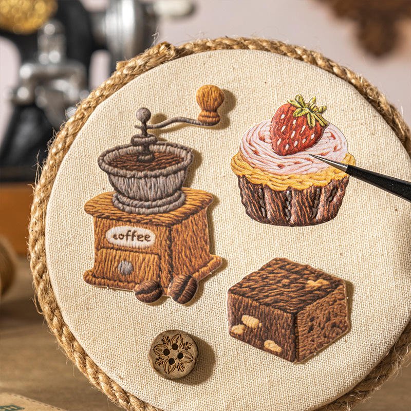 30 Sheets/pack Warm Little Things Series Embossed Sticker Pack Planner Decorations Collage DIY Materials