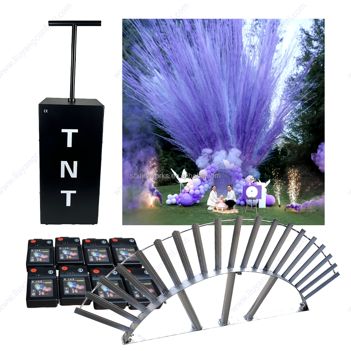 Event Rent Fx Customize Confetti Powder Cannon Party Supplies New Design Popper Fireworks Wedding Tnt Smoke Bomb Gender Reveal