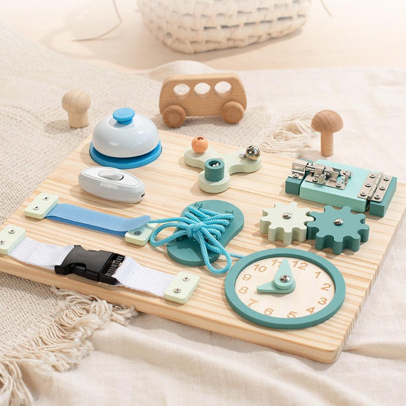 New Montessori Busy Board for Toddlers Wooden Sensory Activity Board for Fine Motor Skills Educational Fidget Travel Toys EN71