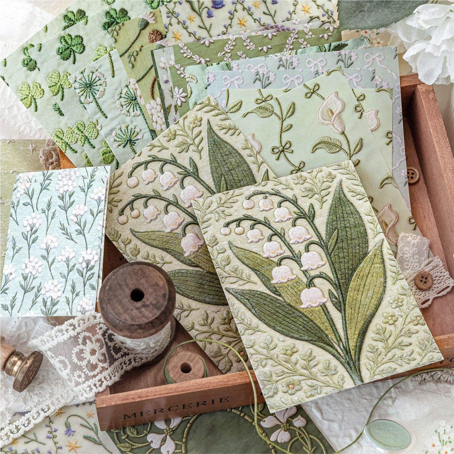 28 sheets per pack Paper Embroidery Series Vintage Creative Journaling Supplies Handmade Background Decorative Paper