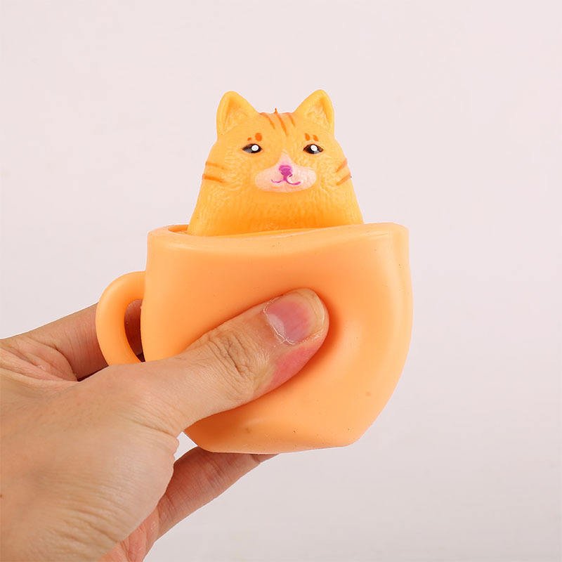 Y1025 Cat Cup Decompression TPR Stress Relief Toy Funny Promotion Cat Fidget Toys for Kids