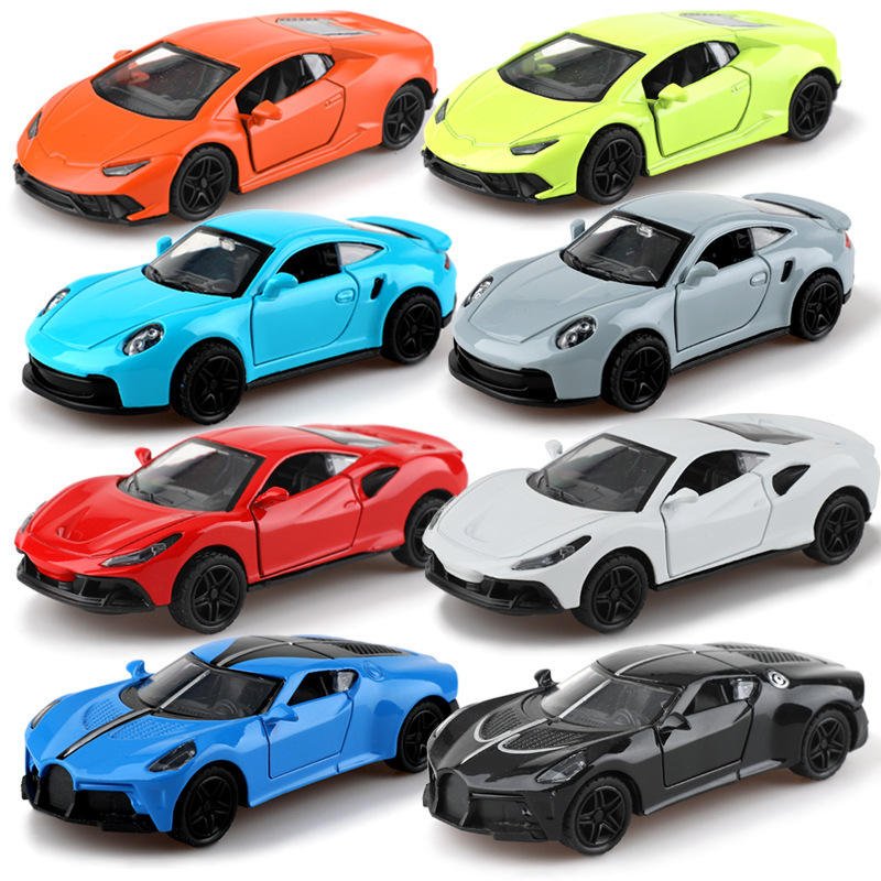 Promotional 1:43 Alloy Diecast Car Model Small Sports Car Toy Metal Springback Simulation Door Opening Kids Snacks Gift