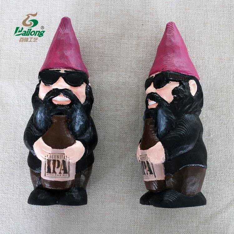 Custom Design 3D Wood Carving Art Craft IPA Novelty Ornament Other Home Decoration Wood Gnome Statue