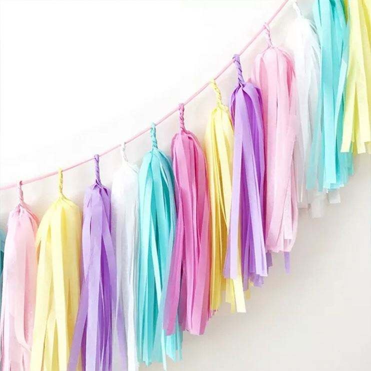 Wedding Party Decoration Strips Tissue Paper Tassel Custom Craft Multi-color Paper Garlands