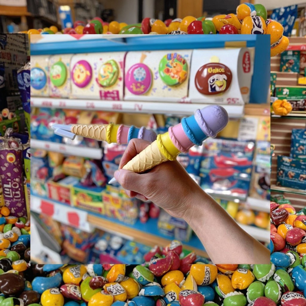 Cute Cartoon Colorful Ice Cream Shaped Ball Point Pen for Kids Squishy Pens with Black Ink Stationery Promotional Toys