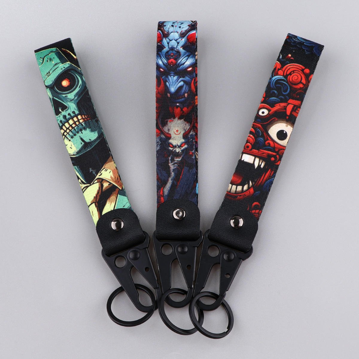 200 Designs Mixed Polyester Eagle Beak Lanyard Keychain Accessories Halloween Scary Horror Movie Motorcycle Wrist Strap Keychain