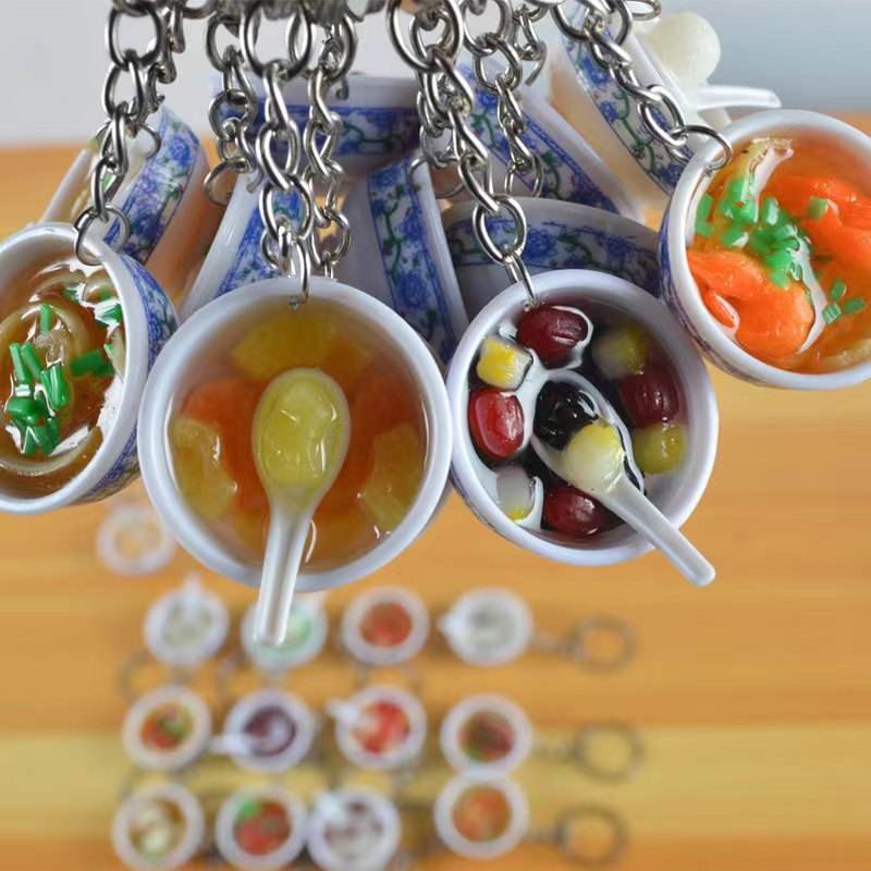 PVC Simulation Food Backpack Pendant Decoration Toy Simulation Small Bowl Key Chain