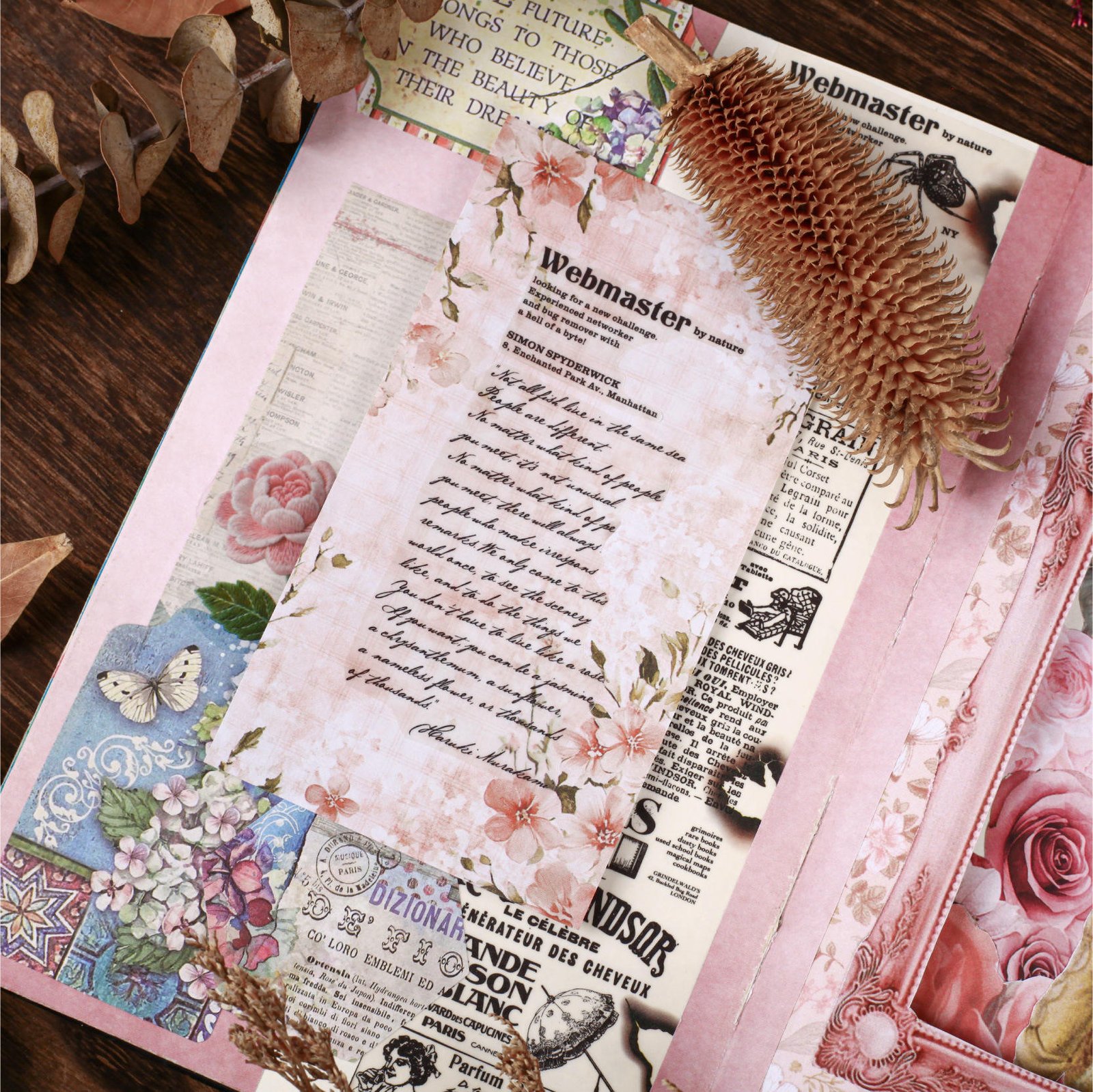 30 Sheets Per Pack of Craft Paper Morning Flowers, Evening Gatherings Series Retro Floral DIY Journal Decorations