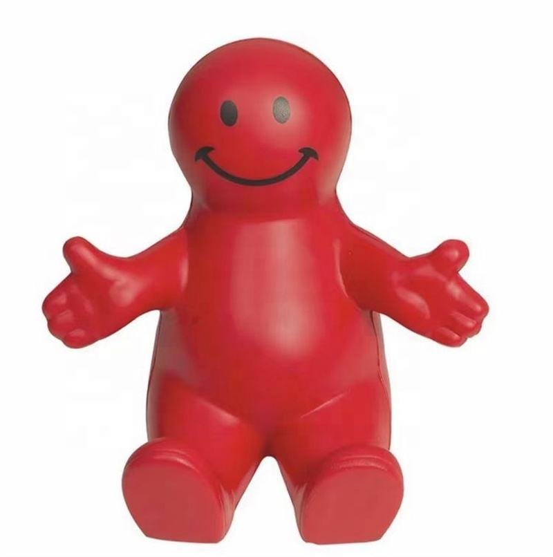 Custom Branded PU Foam Stress Relief Man Toy Bulk Promotional Squeeze Ball with Smiley Face