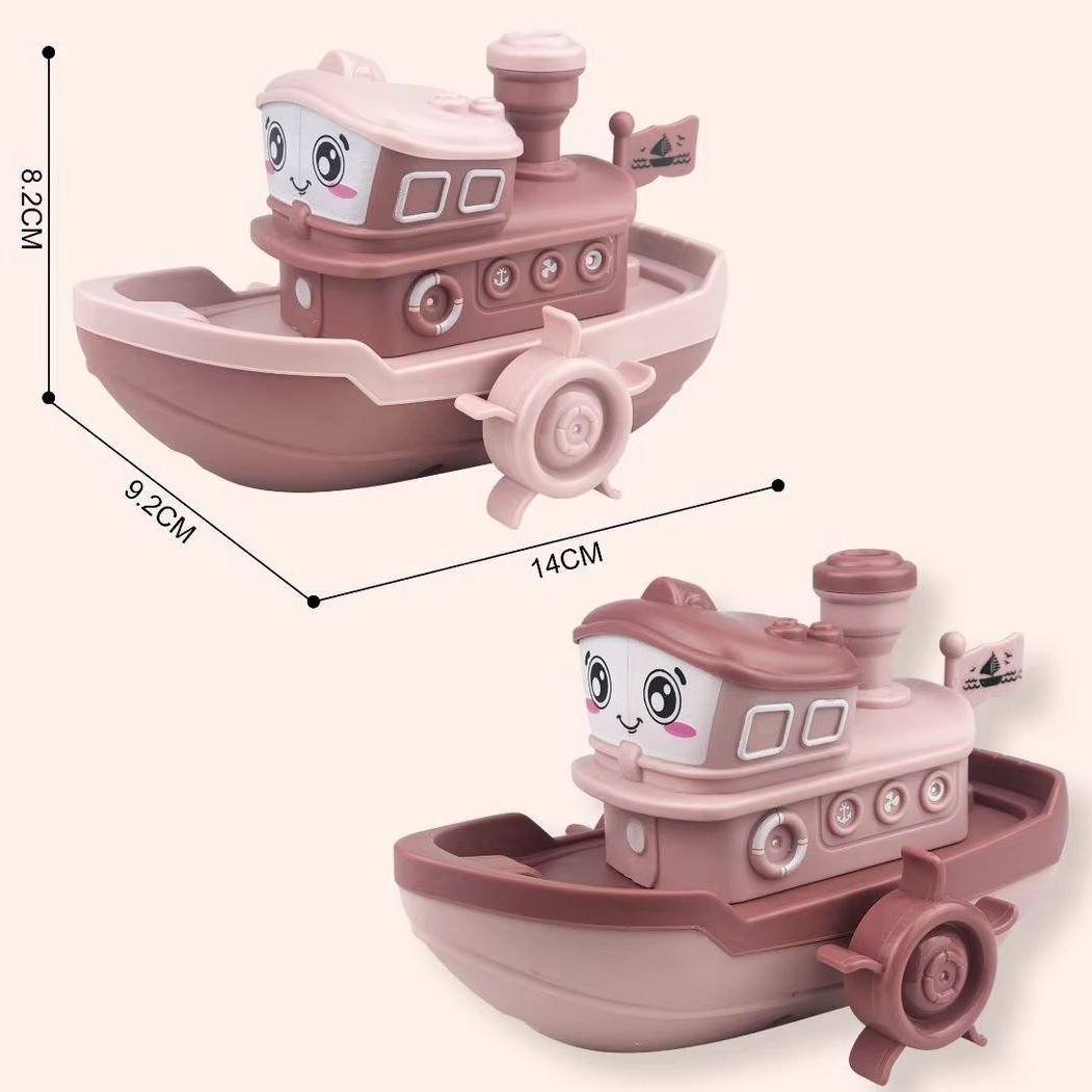 Promotional Toys Children Gift Swimming Bath Cute Wind Clockwork Ship DIY Assemble Plastic Water Play Surprise Spring Boats