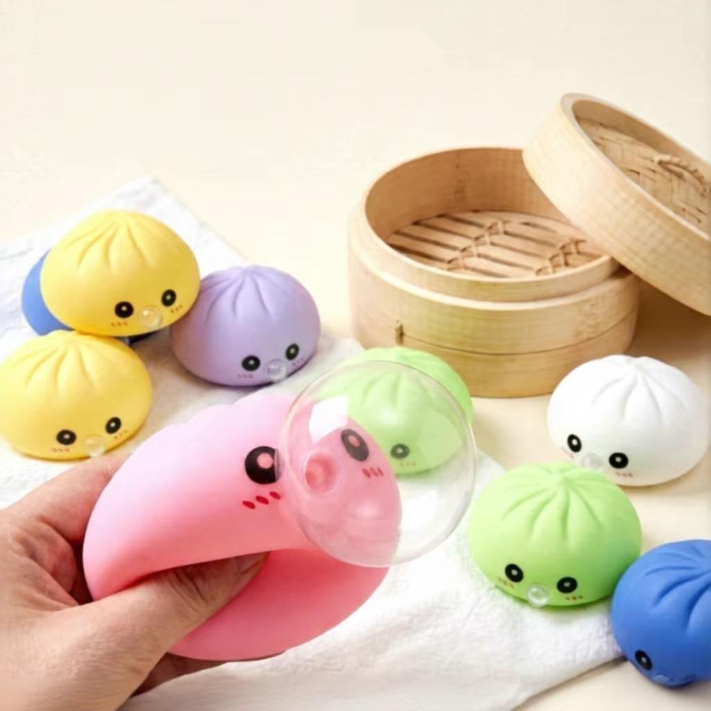 Promotional Blow Bubbles Colorful Dumpling Squishy Toy Soft Squeeze Stress Relief Toy Kawaii Bun Sensory Toy Party Favor Gift