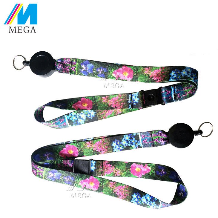 Custom Printed Polyester Retractable Thermal Transfer Fashionable Eco-Friendly Adjustable Badge Lanyard