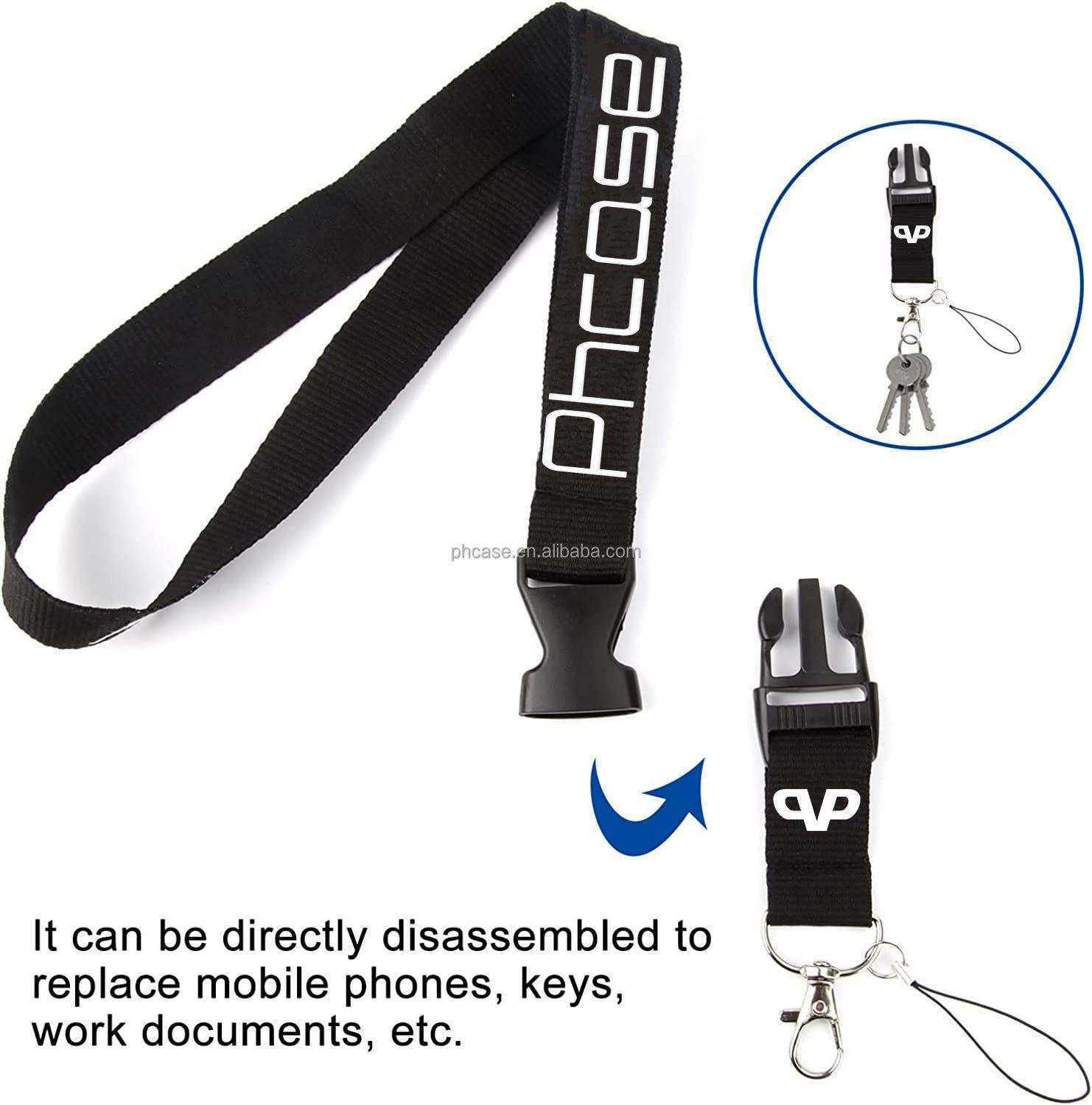 Custom Polyester Lanyard with Safety Breakaway Buckle Neck Strap for School Office Hospital