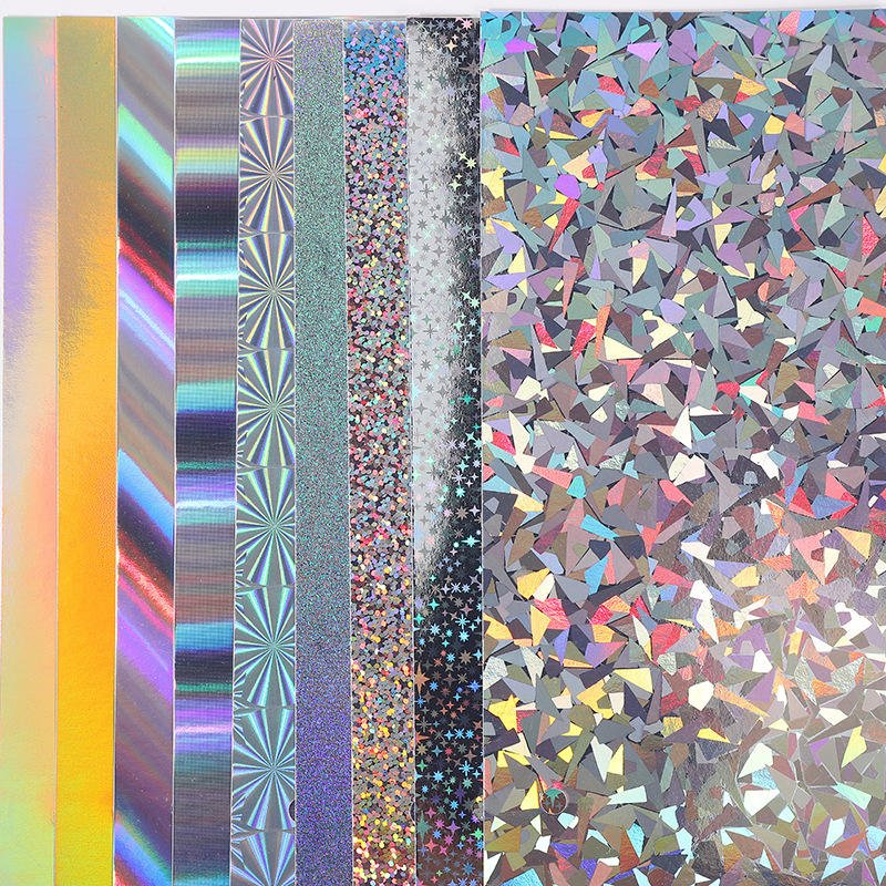 Sentao Holographic Cardstock Metallic Iridescent Mirror Paper Foil Board Reflective Sheets for Scrapbook Poster DIY Craft
