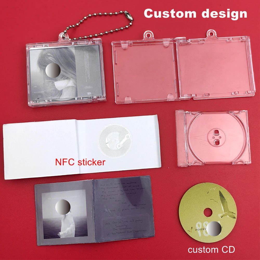 Wholesale Personalized Celebrity Concert Gift Music Disc Album Keyring Key Chain Diy Case Box Plastic Blank NFC Mini CD Keychain