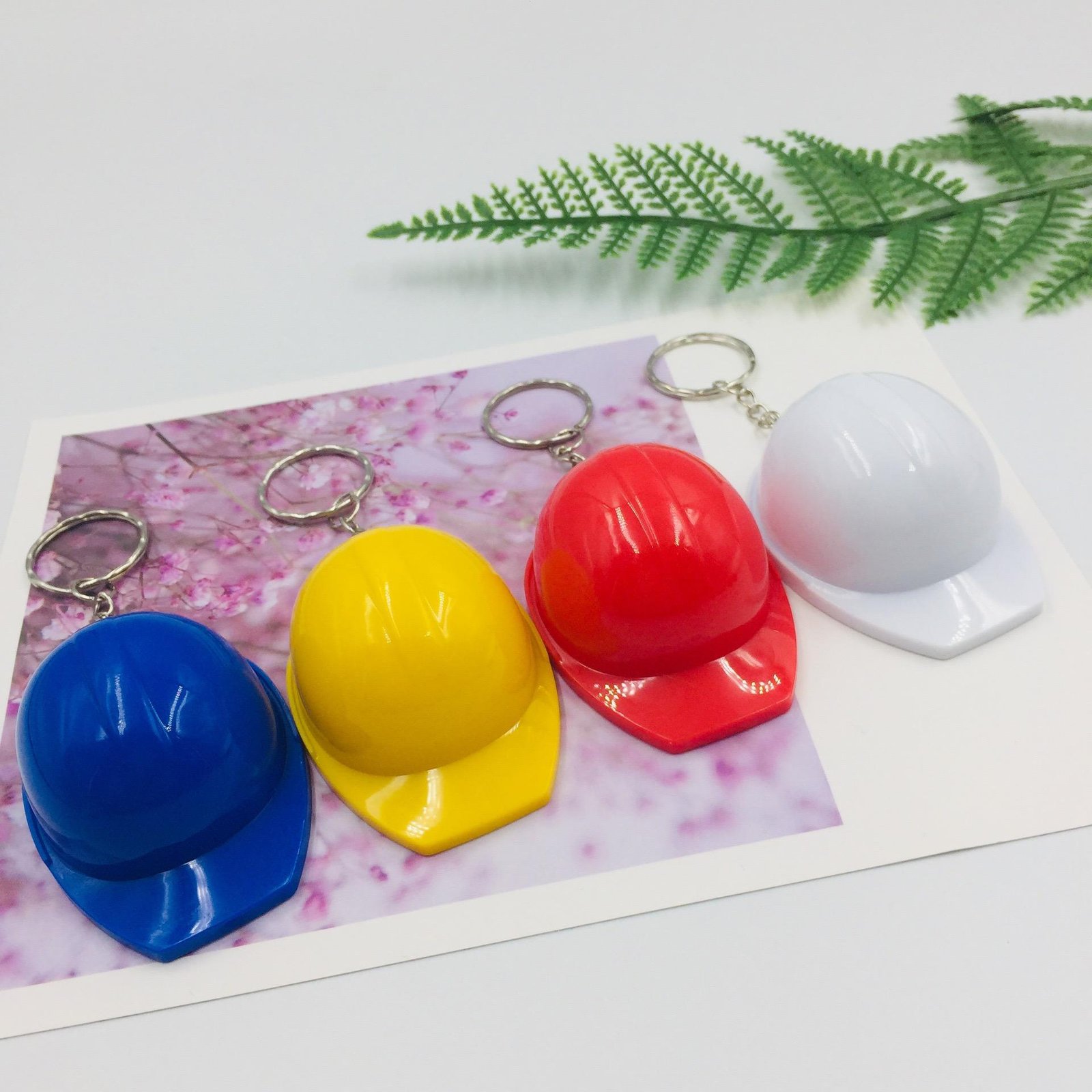 Custom Logo Promotional Plastic 3D Mini Construction Hard Hat Safety Helmet Bottle Opener Keychain Pendant