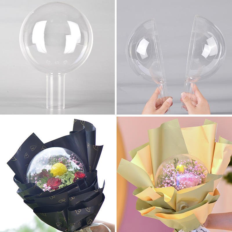 Novelties Transparent Heart Round Acrylic Bobo Ball Wedding Mothers Day Gift Chocolates Wrapping DIY Floral Bouquet Packaging