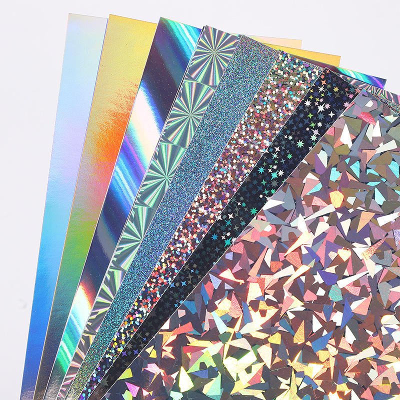 Sentao Holographic Cardstock Metallic Iridescent Mirror Paper Foil Board Reflective Sheets for Scrapbook Poster DIY Craft