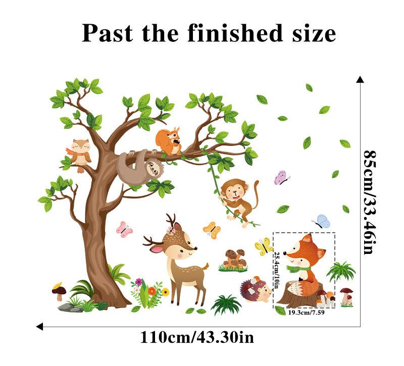 Self-Adhesive PVC Wall Sticker Cartoon Animal Design for Children's Room Home Decoration