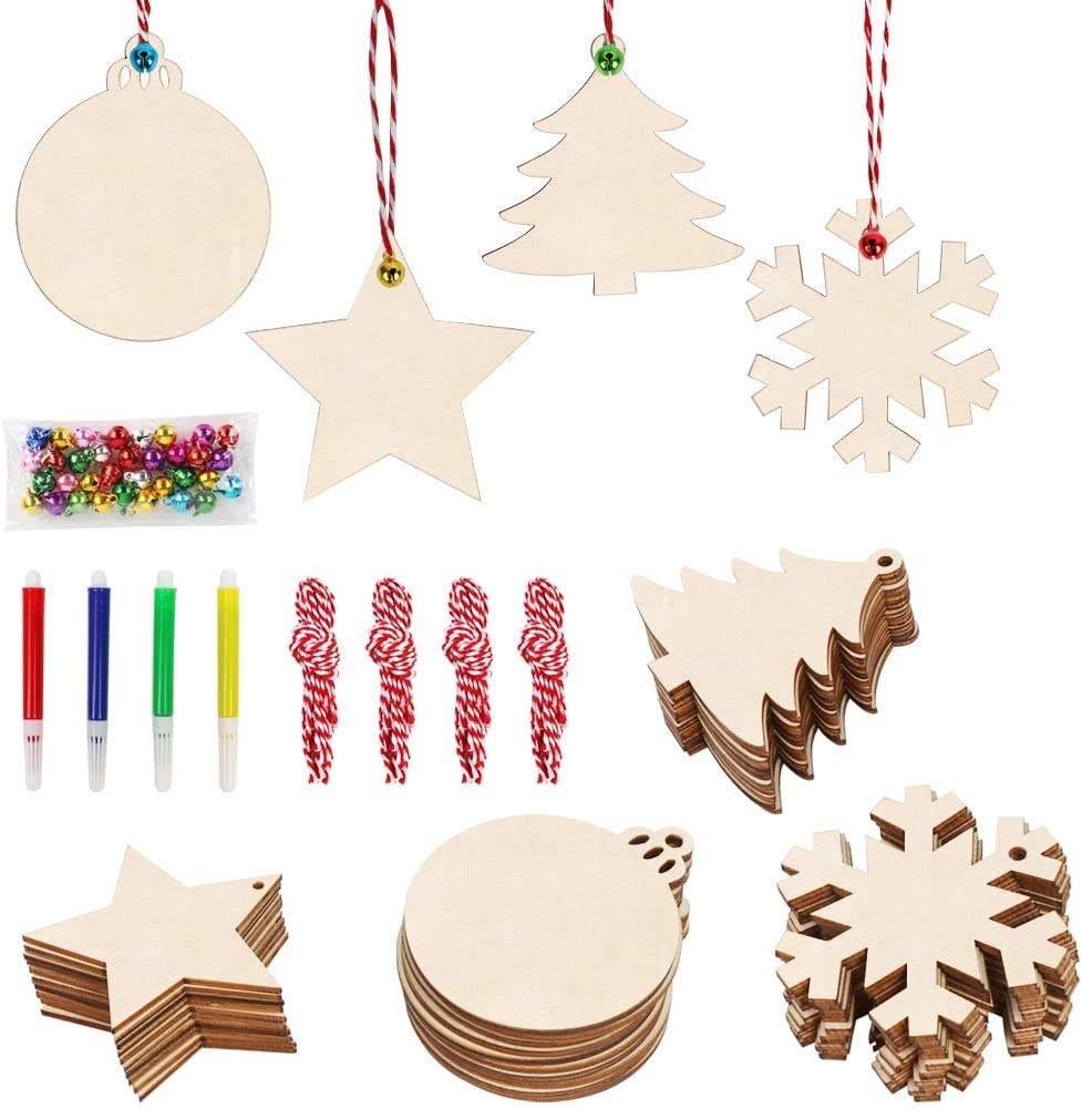 TaiLai Christmas Handmade Ornaments Craft Kits Unfinished DIY Wooden Holiday Hanging Decorations Home Accessories Unique Gift