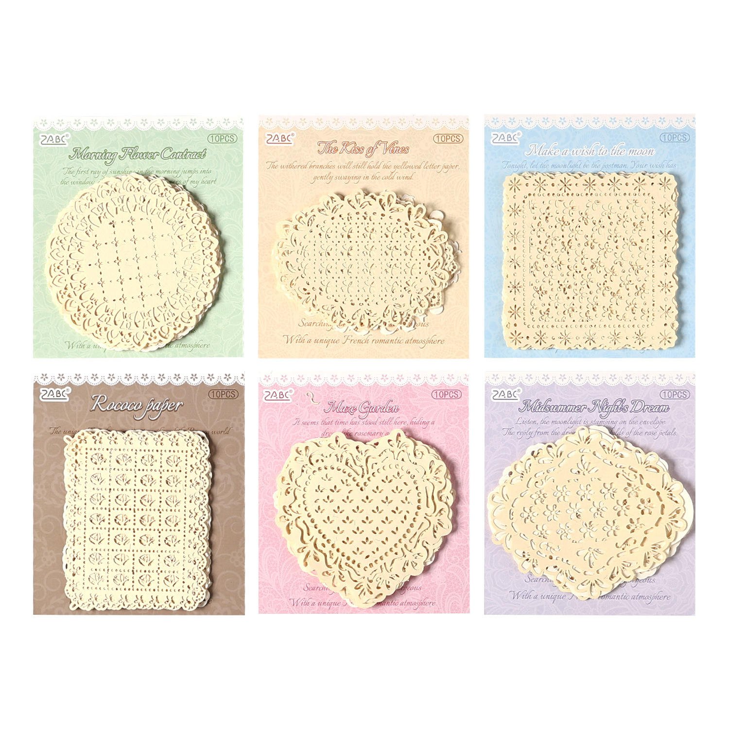 10 Sheets Per Pack of Craft Paper Greyshade Collection DIY Lace-cutout Notebook Embellishments